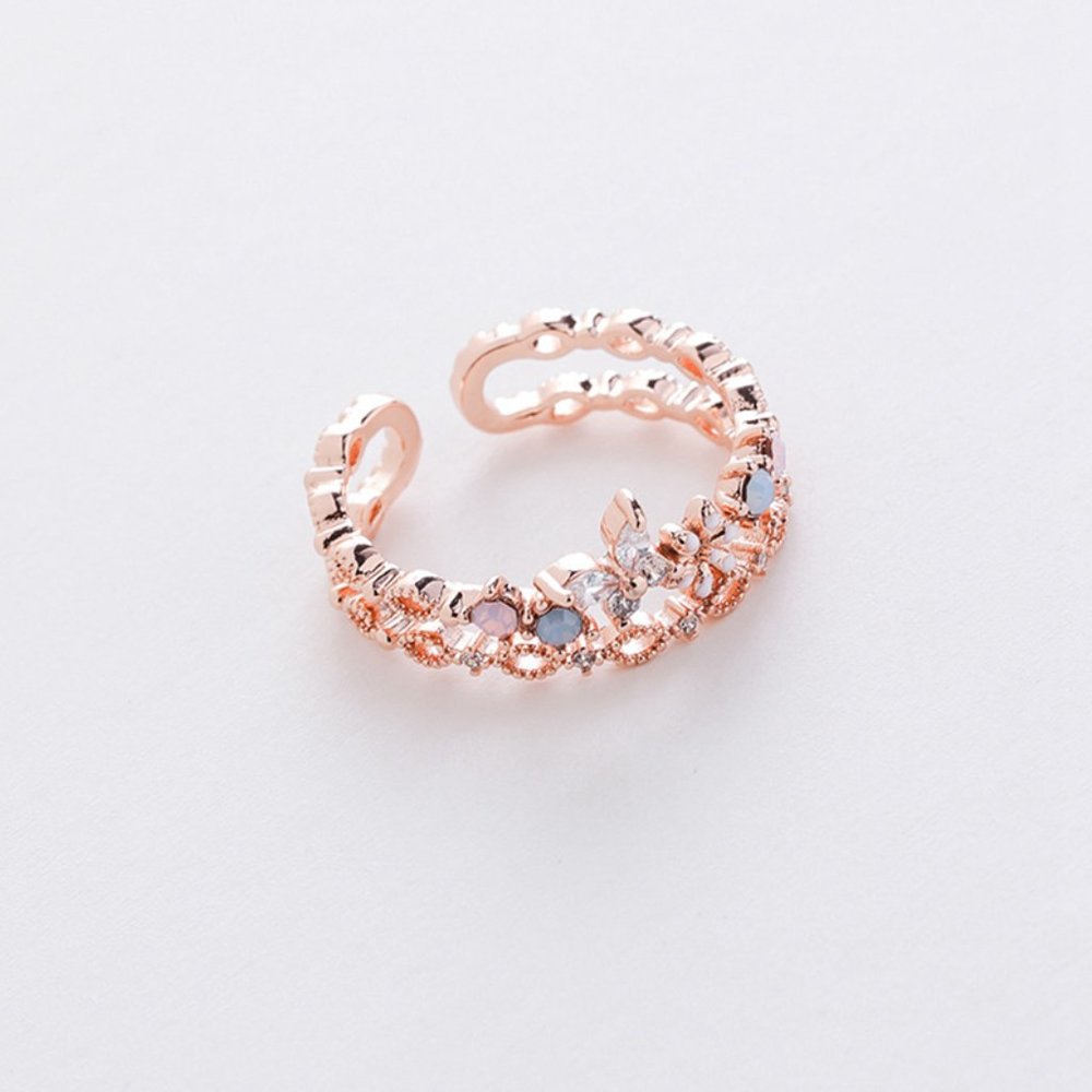 ✨NEW!✨~❤️ Floral Crystal 2 Band Adjustable Ring❤️~